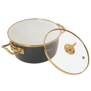 Изображение товара Rashel Grand R0818 — 2,1 л, черная кастрюля с эмалированным покрытием и двумя ручками