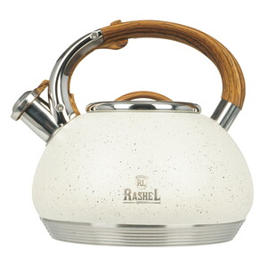 Изображение товара Чайник Rashel М-7909 3л бежевый нержавеющая сталь свисток капсульное дно