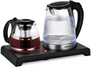 Изображение товара Чайный набор Kitfort КТ-6180 с подставкой, функцией поддержки температуры и подсветкой, 2 л