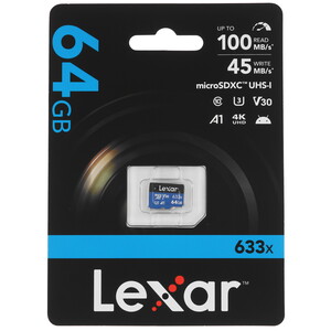 КартапамятиLexarHighPerformance633xmicroSDXC64ГБ[LMS0633064G-BNNNG]