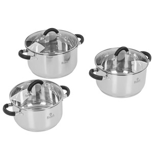 Изображение товара Набор кастрюль Rashel Комфорт R-346к из нержавеющей стали 3 предмета