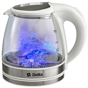 Изображение товара Электрочайник DELTA DL-1121 белый 1.2 л с подсветкой и автоотключением