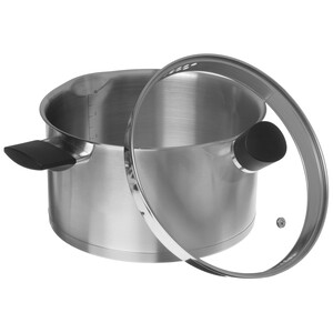 Изображение товара Кастрюля из нержавеющей стали 4.7 л с термостойким стеклом и ручками бакелит