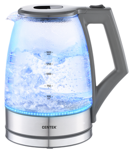 Изображение товара Электрочайник Centek CT-0014 серый 1.8 л стекло и нержавейка высокая мощность