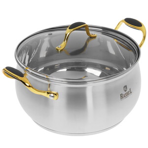 Изображение товара Кастрюля Rashel R-600H 6 л из нержавеющей стали с мерной шкалой и крышкой