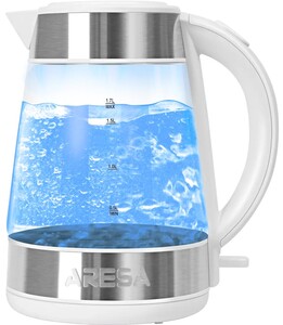 Изображение товара Электрочайник Aresa AR-3477 белый быстрого нагрева стильный комплект