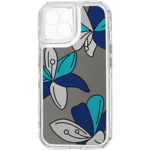 Изображение товара Накладка  Zibelino Mirror Flowers для Apple iPhone 15 синий/серебристый