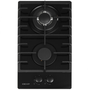 Изображение товара Газовая варочная поверхность DEXP 30-KB1 из закаленного стекла с двумя конфорками