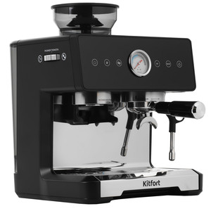 Изображение товара Кофеварка рожковая Kitfort KT-7577 черная с встроенной кофемолкой