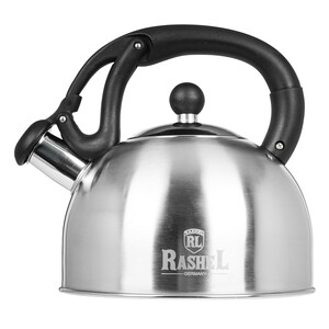 Изображение товара Чайник Rashel М-7730 серебристый 3 л с свистком и металлической крышкой