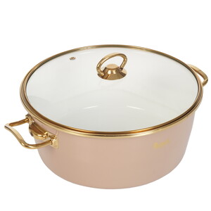 Изображение товара Кастрюля Rashel Grand R0226 5.2 л розовая с эмалированным покрытием для всех плит