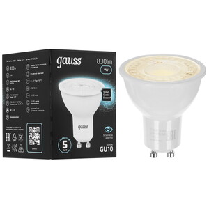 ЛампасветодиоднаяGaussMR169W830lm4100KGU10LED1/10/100