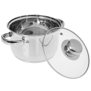 Изображение товара Кастрюля Appetite Адель 1.9 л 16 см из нержавеющей стали для всех плит с стеклянной крышкой