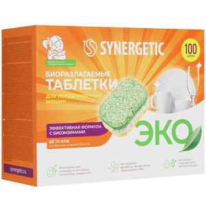 Изображение товара Средство для посудомоечной машины SYNERGETIC 102100 100 таблеток