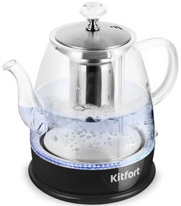 Изображение товара Электрочайник Kitfort КТ-6795 черный стеклянный с подсветкой 1 л