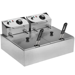 Изображение товара Электрическая фритюрница VIATTO VA-EF062 серебристая с двумя корзинами