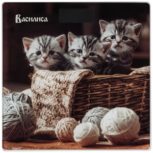 Изображение товара Электронные весы Василиса ВА-4016 разноцветные с принтом кошки, до 180 кг