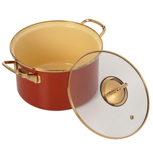 Изображение товара Кастрюля Rashel Gold R-03322 5 л оранжевая с золотистым декором