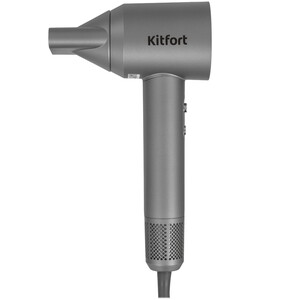 Изображение товара Фен Kitfort КТ-3292 серебристый компактный мощный с ионизацией и насадками
