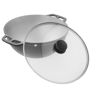 Изображение товара Казан НМП НС0845д черный 4.5 л из литого алюминия с крышкой стекло металл