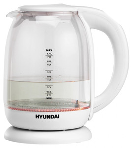 Изображение товара Электрочайник Hyundai HYK-S3808 стеклянный 1.7 л белый с подсветкой