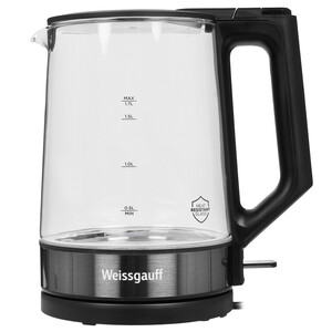 Изображение товара Электрочайник Weissgauff WK 1700 EcoGlass Nero черный 1.7 л автоматическое отключение
