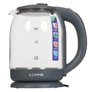 Изображение товара Электрочайник LUMME LU-142 серый с подсветкой 2л, 1800Вт