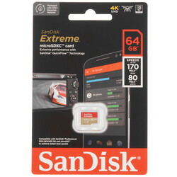 Изображение товара Карта памяти SanDisk Extreme microSDXC 64 ГБ [SDSQXAH-064G-GN6MN]