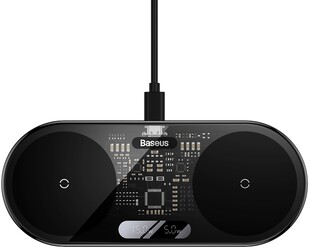 Изображение товара Беспроводное зарядное устройство Baseus Digital LED Display 2-in-1 прозрачный