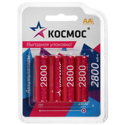 Изображение товара Аккумулятор КОСМОС R6NIMH 2800MAH 4BL 2800 мА*ч