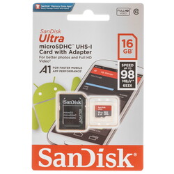 Изображение товара Карта памяти SanDisk Ultra microSDHC 16 ГБ [SDSQUAR-016G-GN6MA]