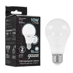 Изображение товара Лампа светодиодная Gauss A60 10W 800lm 4100К E27 Сенсор LED 1/10/100