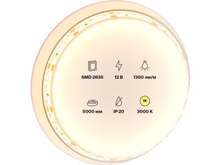 Изображение товара Светодиодная лента Maytoni 12В 2835 14.4Вт/м 3000K 5м IP20