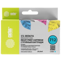 Изображение товара Картридж Cactus CS-3ED67A 712 голубой
