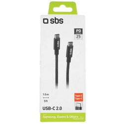 Изображение товара Кабель круглый SBS USB Type-C - USB Type-C черный 1.5 м