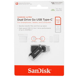Изображение товара Память OTG USB Flash 512 ГБ SanDisk Ultra Dual Drive Go [SDDDC3-512G-G46]