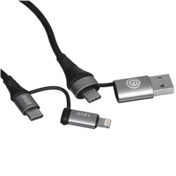 Изображение товара Кабель круглый ВСЕГАЗИН Lightning 8-pin, USB Type-C - USB 2.0 Type-A черный 1 м