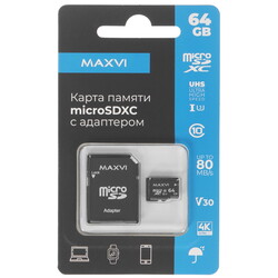 Изображение товара Карта памяти MAXVI microSDXC 64 ГБ [MSD64GBC10V30]