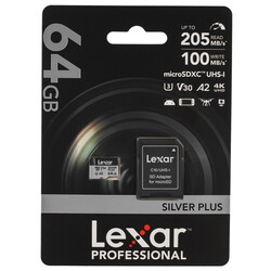 Изображение товара Карта памяти Lexar Professional Silver Plus microSDXC 64 ГБ [LMSSIPL064G-BNANG]