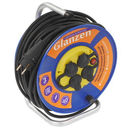 Изображение товара Удлинитель силовой GLANZEN EB-40-011 синий