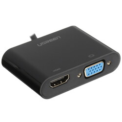 Изображение товара Переходник однонаправленный Ugreen HDMI - VGA+HDMI+Jack 3.5, 0.3 м