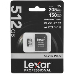 Изображение товара Карта памяти Lexar Professional Silver Plus microSDXC 512 ГБ [LMSSIPL512G-BNANG]