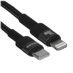 Изображение товара Кабель круглый USAMS Lightning 8-pin - USB Type-C черный 1.2 м
