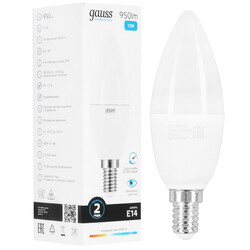 Изображение товара Лампа светодиодная Gauss Elementary Свеча 12W 950lm 6500K Е14 LED 1/10/100