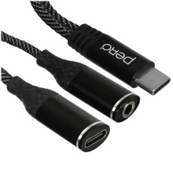 Изображение товара Кабель   PERO USB Type-C - jack 3.5 мм, USB Type-C черный