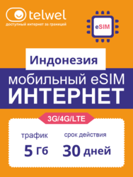 Изображение товара Карта оплаты Telwel Интернет и мессенджеры Индонезия