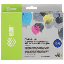 Изображение товара Набор картриджей Cactus CS-EPT1295 BCMY голубой, желтый, пурпурный, черный