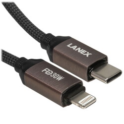Изображение товара Кабель круглый LANEX Lightning 8-pin - USB Type-C серый 1 м