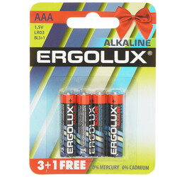 Изображение товара Батарейка Ergolux LR03 BL3+1 AAA (LR03/FR03)