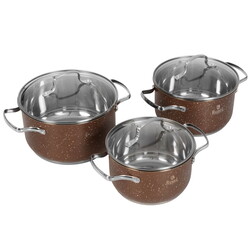 Изображение товара Набор кастрюль Rashel Стефани R-20304z 2.6 л, 3.6 л, 4.7 л 22 см, 18 см, 20 см коричневый
